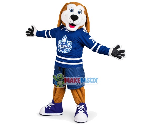 Elated Brown Dog Mascot Adult Costume Elated Brown Dog Mascot Adult Costume