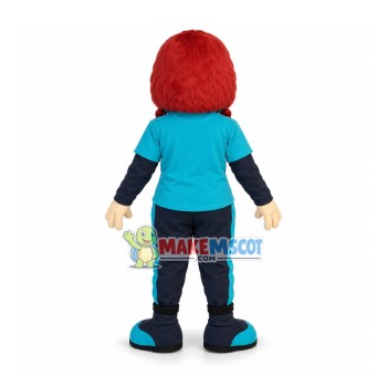 Freckled Sport Girl With Double Braids Mascot Costume Freckled Sport Girl With Double Braids Mascot Costume