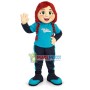 Freckled Sport Girl With Double Braids Mascot Costume