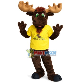Green Eyes Moose of Travel Agency Mascot Costume Green Eyes Moose of Travel Agency Mascot Costume
