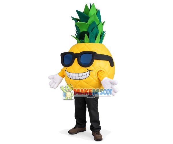 Fancy Cartoon Pineapple With Sunglasses Mascot Costume