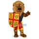 Muscular Lion Warrior Holding Shield Mascot Costume Muscular Lion Warrior Holding Shield Mascot Costume