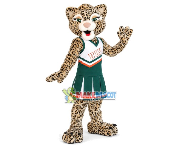 Cheerleader Leopard Mascot Costume of The University Cheerleader Leopard Mascot Costume of The University