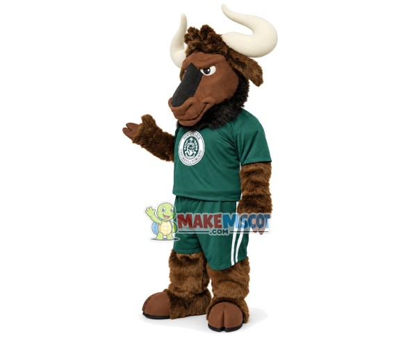 Strong Brown Bull Of The College Mascot Costume
