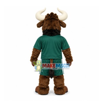 Strong Brown Bull Of The College Mascot Costume