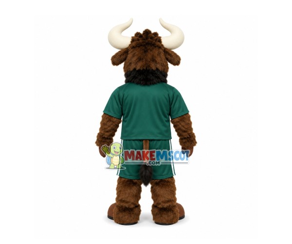 Strong Brown Bull Of The College Mascot Costume