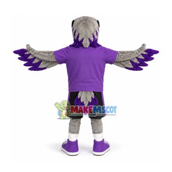 Adult Flying Eagle With Purple Shirt Mascot Costume Adult Flying Eagle With Purple Shirt Mascot Costume
