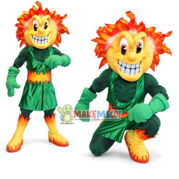 Fierce Flame Doll With Muscle Mascot Costume Fierce Flame Doll With Muscle Mascot Costume