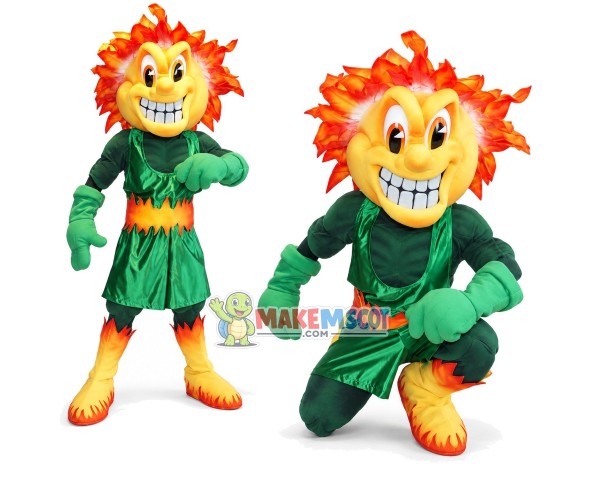 Fierce Flame Doll With Muscle Mascot Costume Fierce Flame Doll With Muscle Mascot Costume