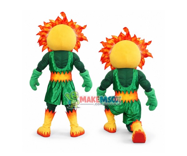 Fierce Flame Doll With Muscle Mascot Costume Fierce Flame Doll With Muscle Mascot Costume