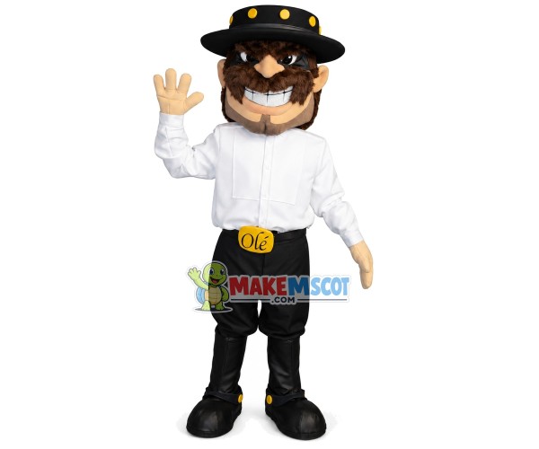 Spanish Bearded Man In Training School Mascot Costume Spanish Bearded Man In Training School Mascot Costume
