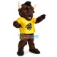 Powerful Furry Bull With Sharp Horns Mascot Costume