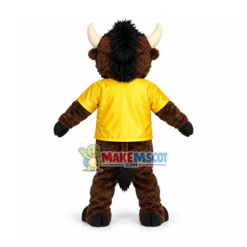 Powerful Furry Bull With Sharp Horns Mascot Costume Powerful Furry Bull With Sharp Horns Mascot Costume