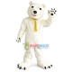 Plush Polar Bear With Golden Print Tie Mascot Costume Plush Polar Bear With Golden Print Tie Mascot Costume