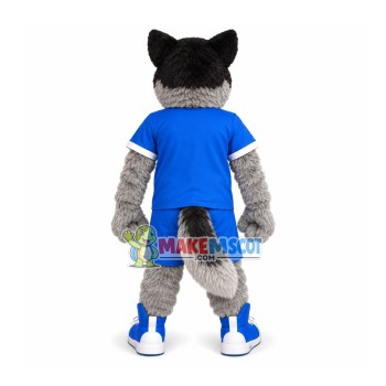 Long Wool Gray Wolf of Noble School Mascot Costume Long Wool Gray Wolf of Noble School Mascot Costume