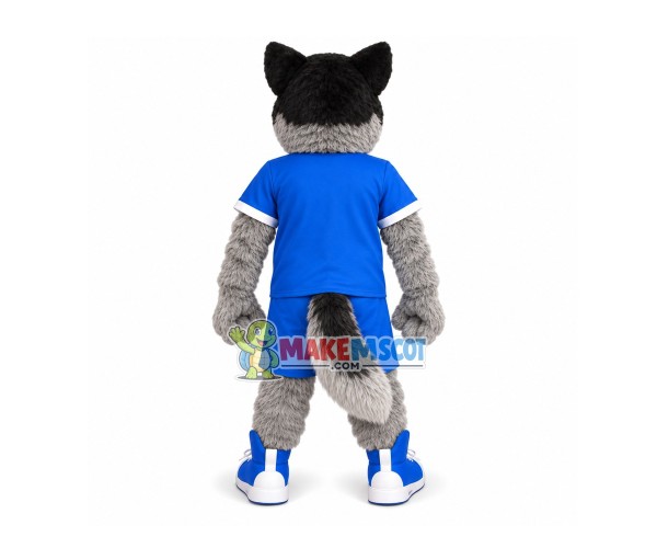 Long Wool Gray Wolf of Noble School Mascot Costume