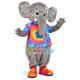 Little Gray Elephant In The Colored Shirt Mascot Costume Little Gray Elephant In The Colored Shirt Mascot Costume