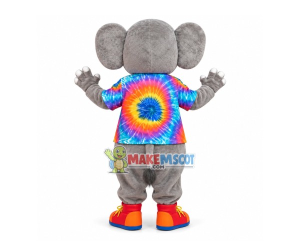 Little Gray Elephant In The Colored Shirt Mascot Costume Little Gray Elephant In The Colored Shirt Mascot Costume