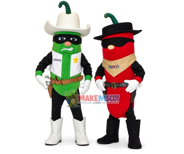 Pair of Funny Thieve Peppers Mascot Costume Pair of Funny Thieve Peppers Mascot Costume