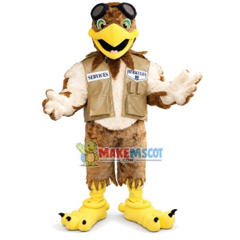 Pilot Eagle With Bulletproof Vest Mascot Costume