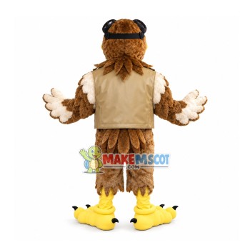 Pilot Eagle With Bulletproof Vest Mascot Costume Pilot Eagle With Bulletproof Vest Mascot Costume