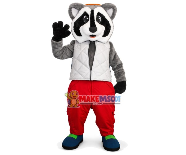 Raccoon In The Warm Vest Mascot Costume Raccoon In The Warm Vest Mascot Costume
