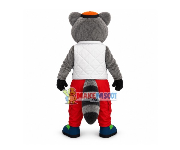 Raccoon In The Warm Vest Mascot Costume Raccoon In The Warm Vest Mascot Costume