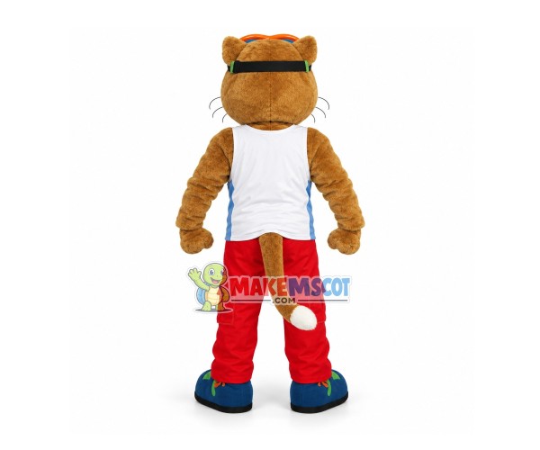 Diving Tiger Wearing Goggles Mascot Costume Diving Tiger Wearing Goggles Mascot Costume