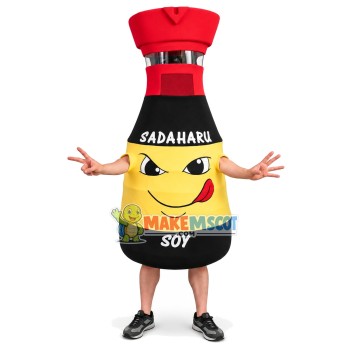 Bottle of Sushi Soy Sauce Mascot Costume Bottle of Sushi Soy Sauce Mascot Costume