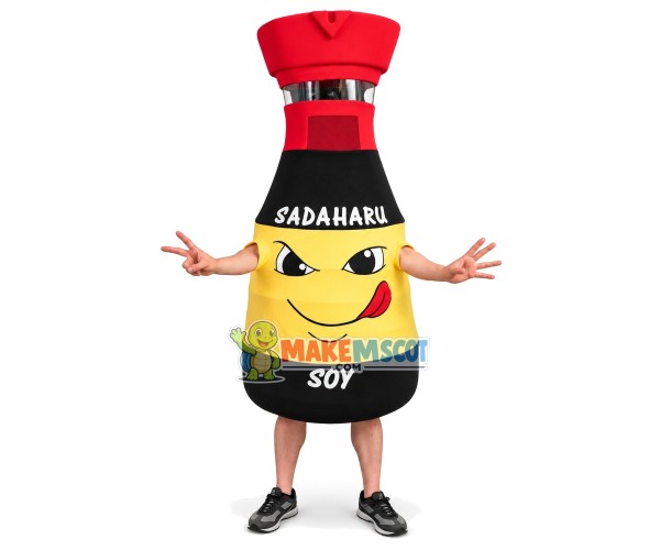 Bottle of Sushi Soy Sauce Mascot Costume Bottle of Sushi Soy Sauce Mascot Costume