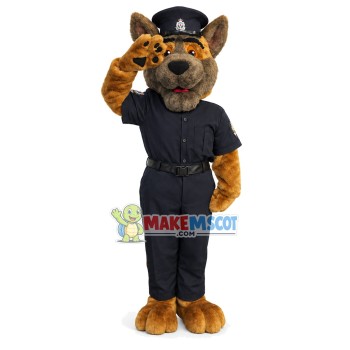 Saluting Handsome Police Dog Mascot Costume