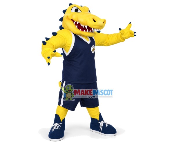 Sport Spiky Yellow Crocodile Mascot Costume Sport Spiky Yellow Crocodile Mascot Costume