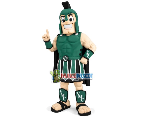 Power Green Warrior With Muscle Mascot Costume