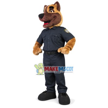 Sensitive Police Dog In Uniform Mascot Costume