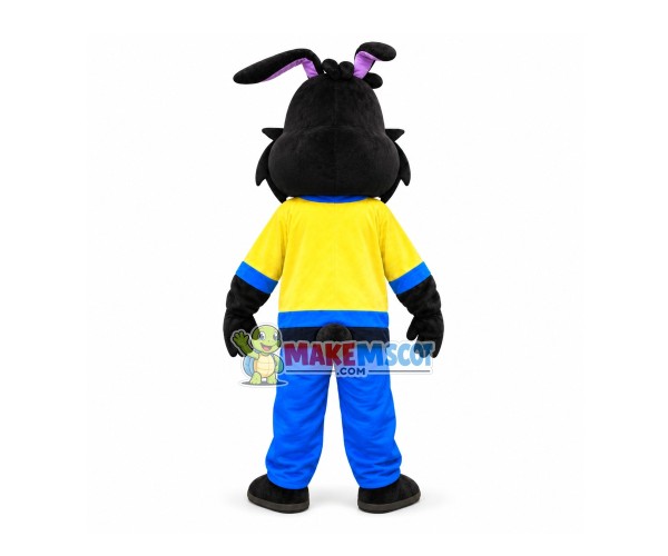 Brave Black Rabbit Mascot Thanksgiving Costume Brave Black Rabbit Mascot Thanksgiving Costume