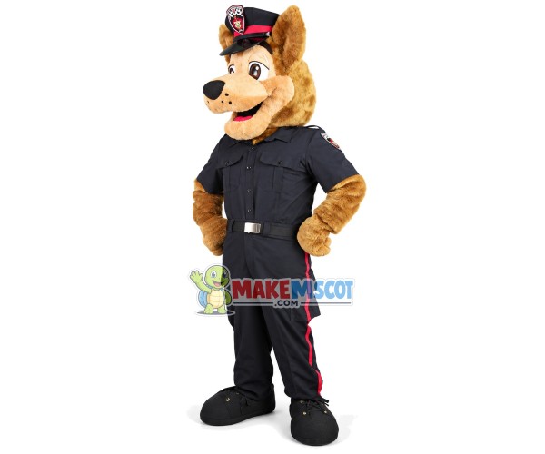 Upright Police Wolf Mascot Costume