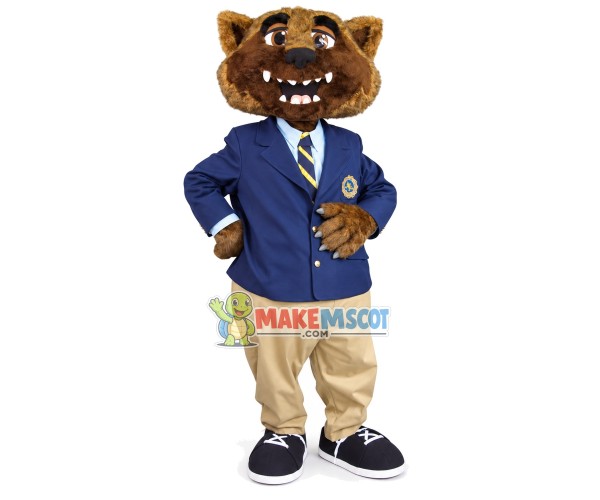 President Bear In School Uniform Mascot Costume President Bear In School Uniform Mascot Costume
