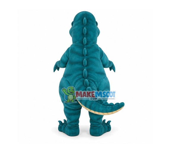 Scared Green Dinosaur Mascot Adult Costume