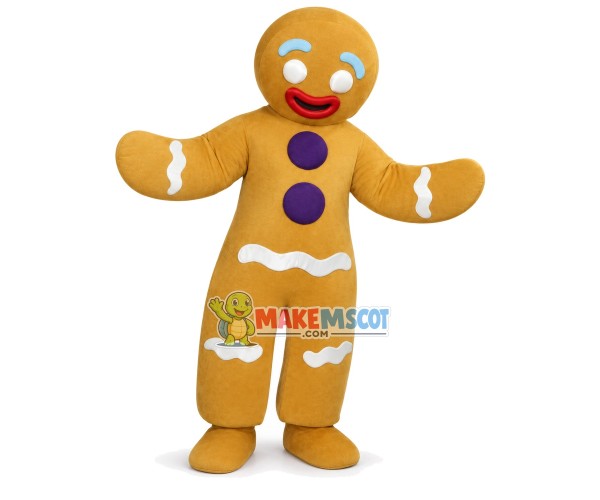 Yellow Christmas Gingerbread Man Mascot Costume Yellow Christmas Gingerbread Man Mascot Costume