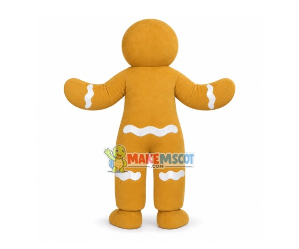 Yellow Christmas Gingerbread Man Mascot Costume Yellow Christmas Gingerbread Man Mascot Costume