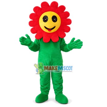 Funny Red Smiling Sunflower Mascot Costume