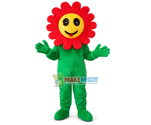 Funny Red Smiling Sunflower Mascot Costume Funny Red Smiling Sunflower Mascot Costume