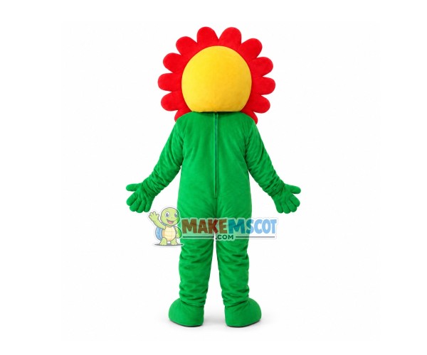 Funny Red Smiling Sunflower Mascot Costume