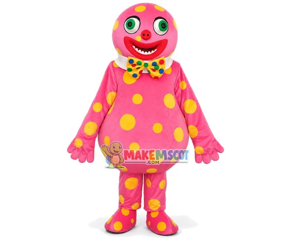 Entertaining Pink Spotted Clown Mascot Costume Entertaining Pink Spotted Clown Mascot Costume