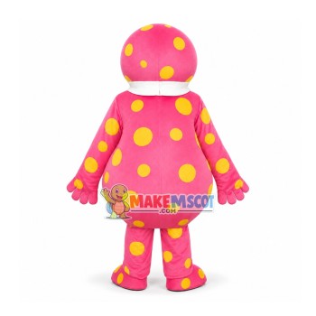 Entertaining Pink Spotted Clown Mascot Costume Entertaining Pink Spotted Clown Mascot Costume