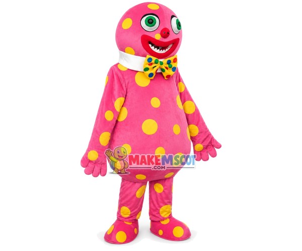 Entertaining Pink Spotted Clown Mascot Costume Entertaining Pink Spotted Clown Mascot Costume