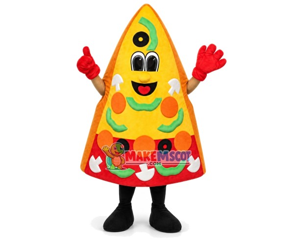 Piece of Vegetable Cheese Pizza Mascot Costume Piece of Vegetable Cheese Pizza Mascot Costume