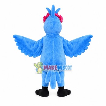 Lively Blue Parrot With Flower Mascot Costume Lively Blue Parrot With Flower Mascot Costume