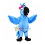 Lively Blue Parrot With Flower Mascot Costume