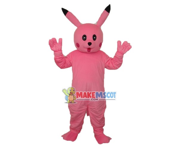 Likable Pink Pikachu Mascot Cartoon Costume Likable Pink Pikachu Mascot Cartoon Costume